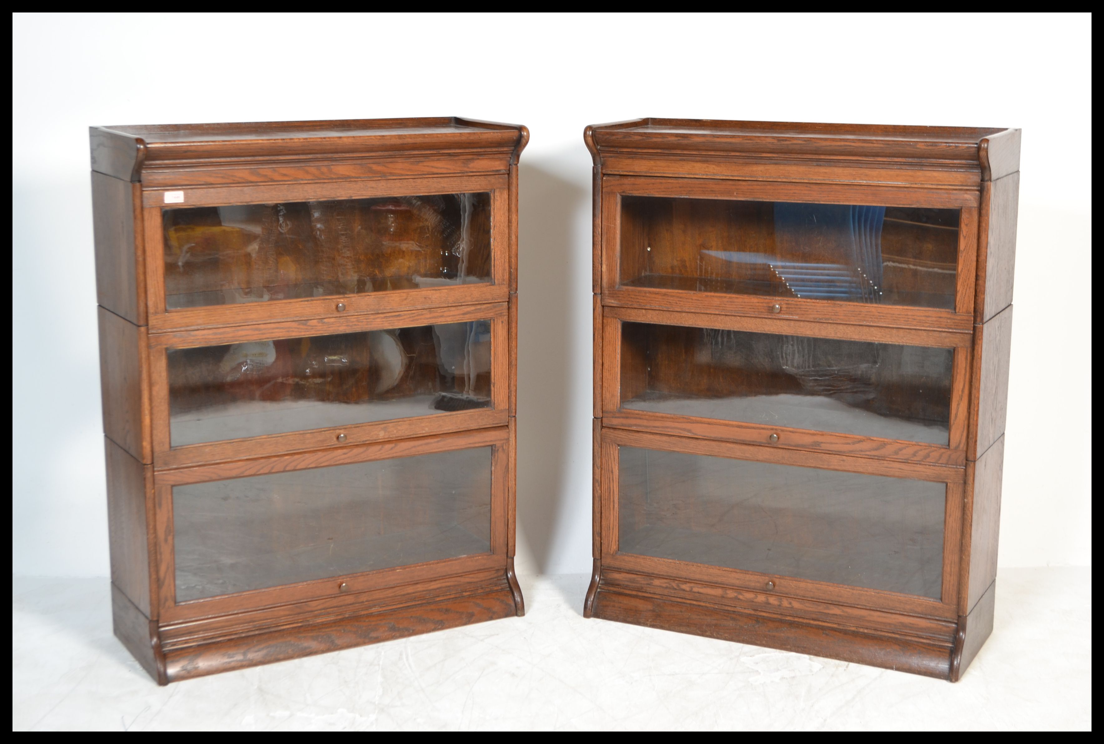 A pair of  early 20th Century Globe Wernicke mahogany floor standing three sectional glazed - Image 4 of 5