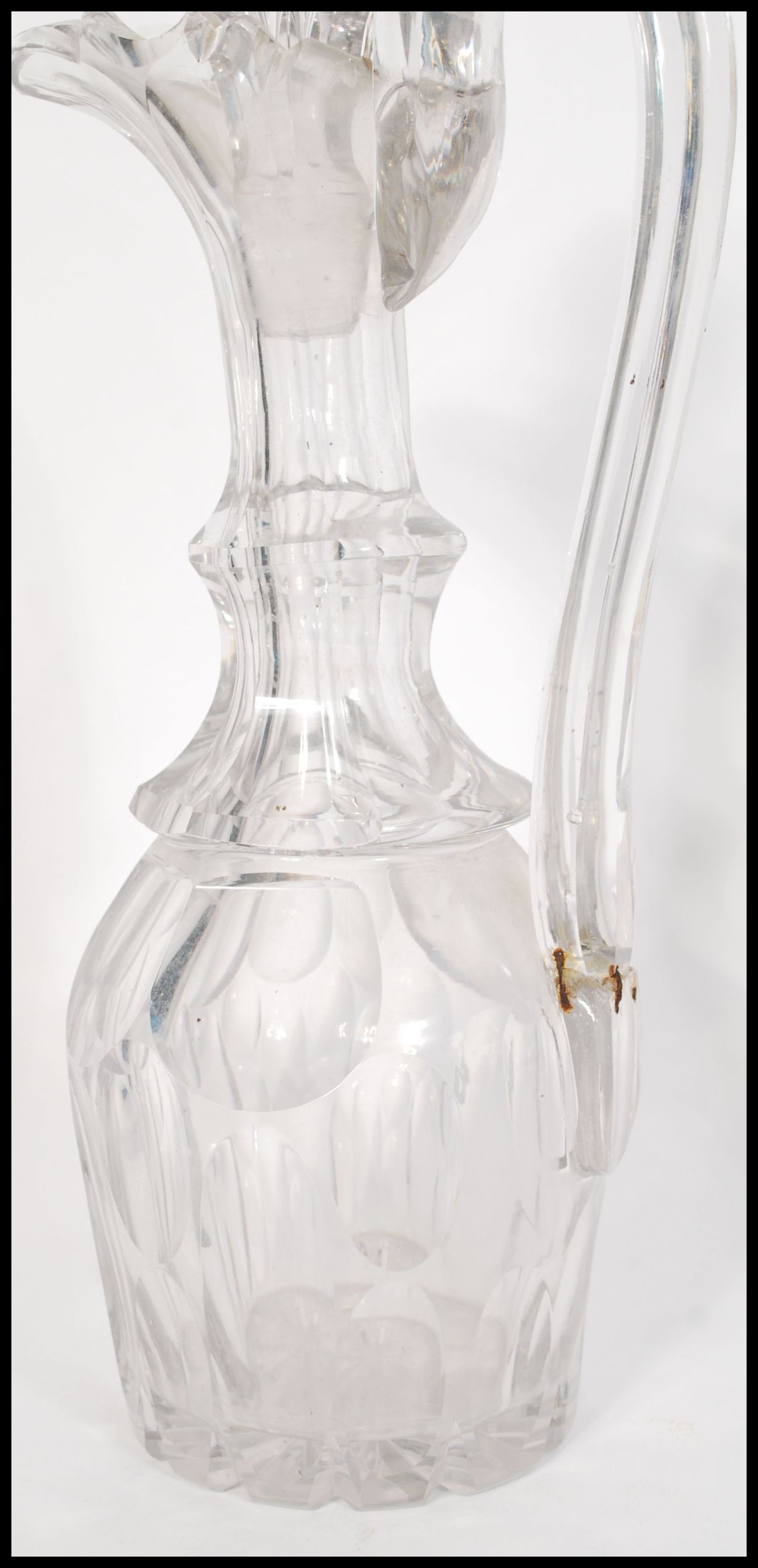 An early 19th Century English heavy cut glass Claret Jug / decanter with fitted stopper, riveted - Image 3 of 5