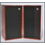 A pair of vintage 20th Century Wharfdale teak cased Linton 2 stereo speakers, original mesh covers