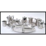 A collection of vintage retro 20th century New Hall stainless steel wares to include teapots, bowls,