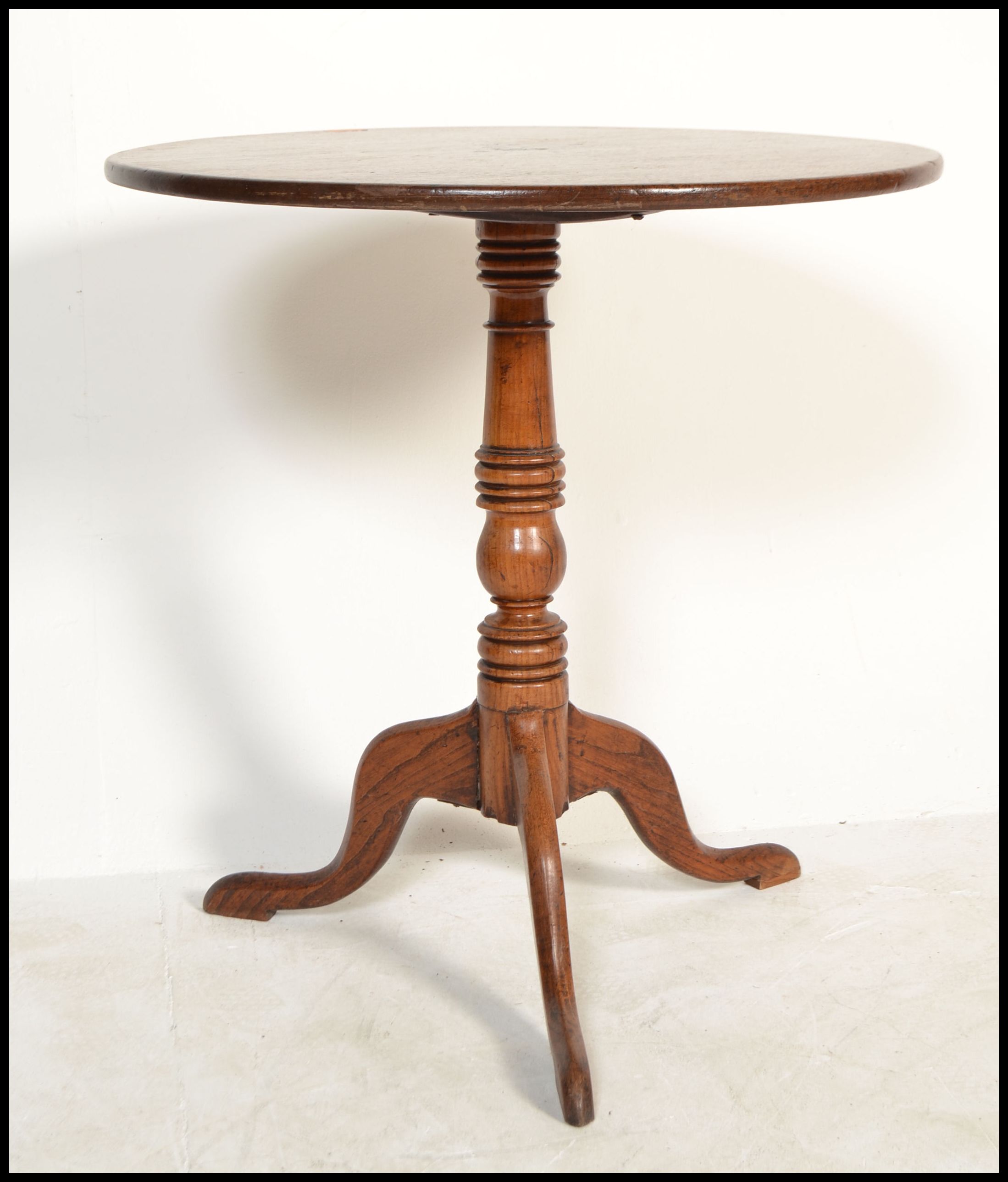 A 19th century mahogany tilt top wine / occasional table being raised on splayed legs, turned column - Image 2 of 4