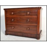 A good Victorian mahogany 2 over 2 cottage chest of drawers. Raised on a plinth base with 2 short