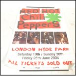 A large Red Hot Chilli Peppers music memorabilia tour poster for London Hyde Park for Saturday 19th,