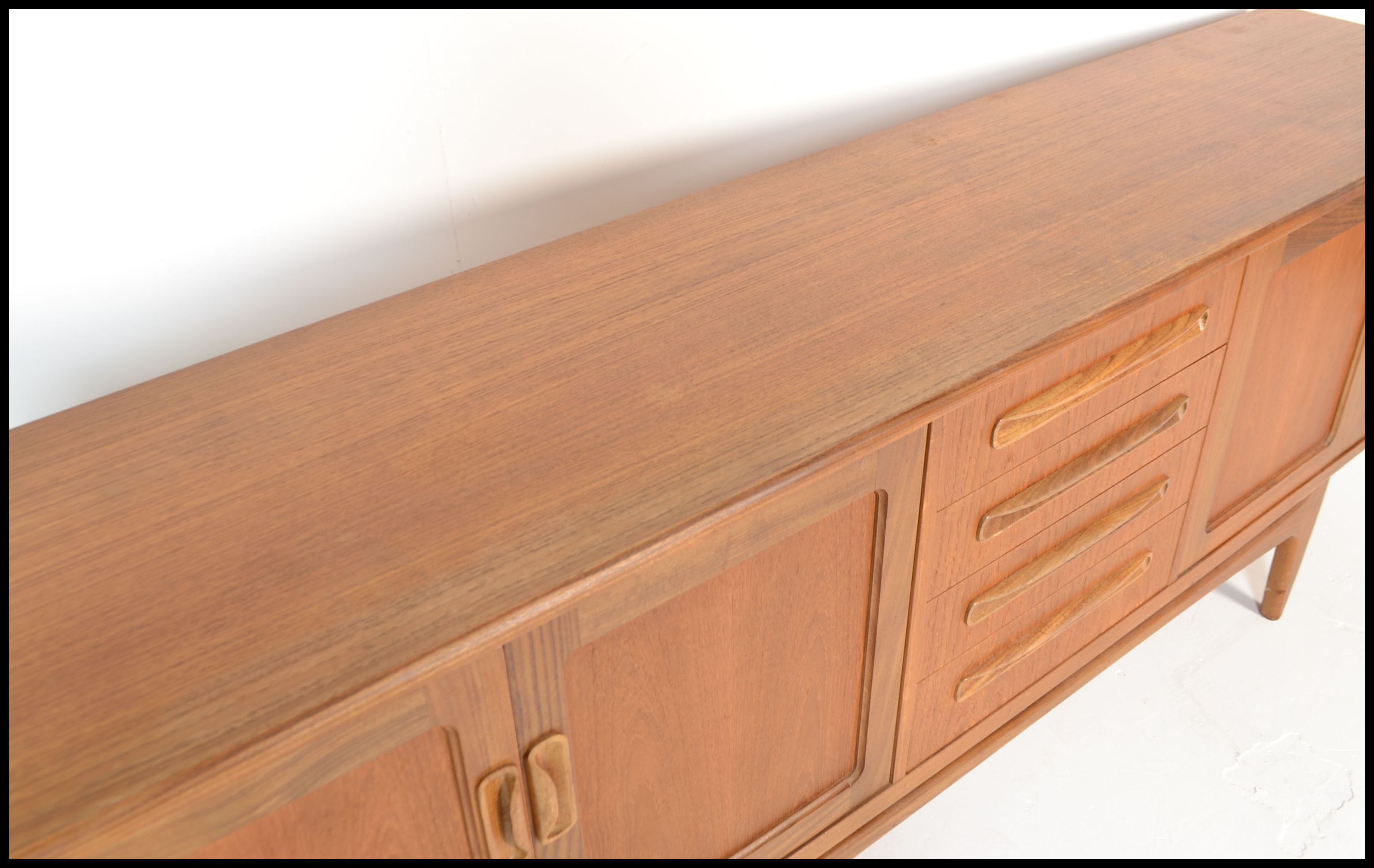 A retro G-Plan teak wood long and low sideboard from the Fresco range, with four central drawers, - Image 3 of 8