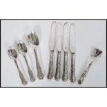 A group of 19th century matching pattern silver hallmarked Victorian and Georgian flatware to