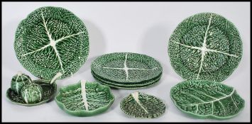 A collection of vintage retro leaf ceramics to include condiments, serving dishes, plates etc.