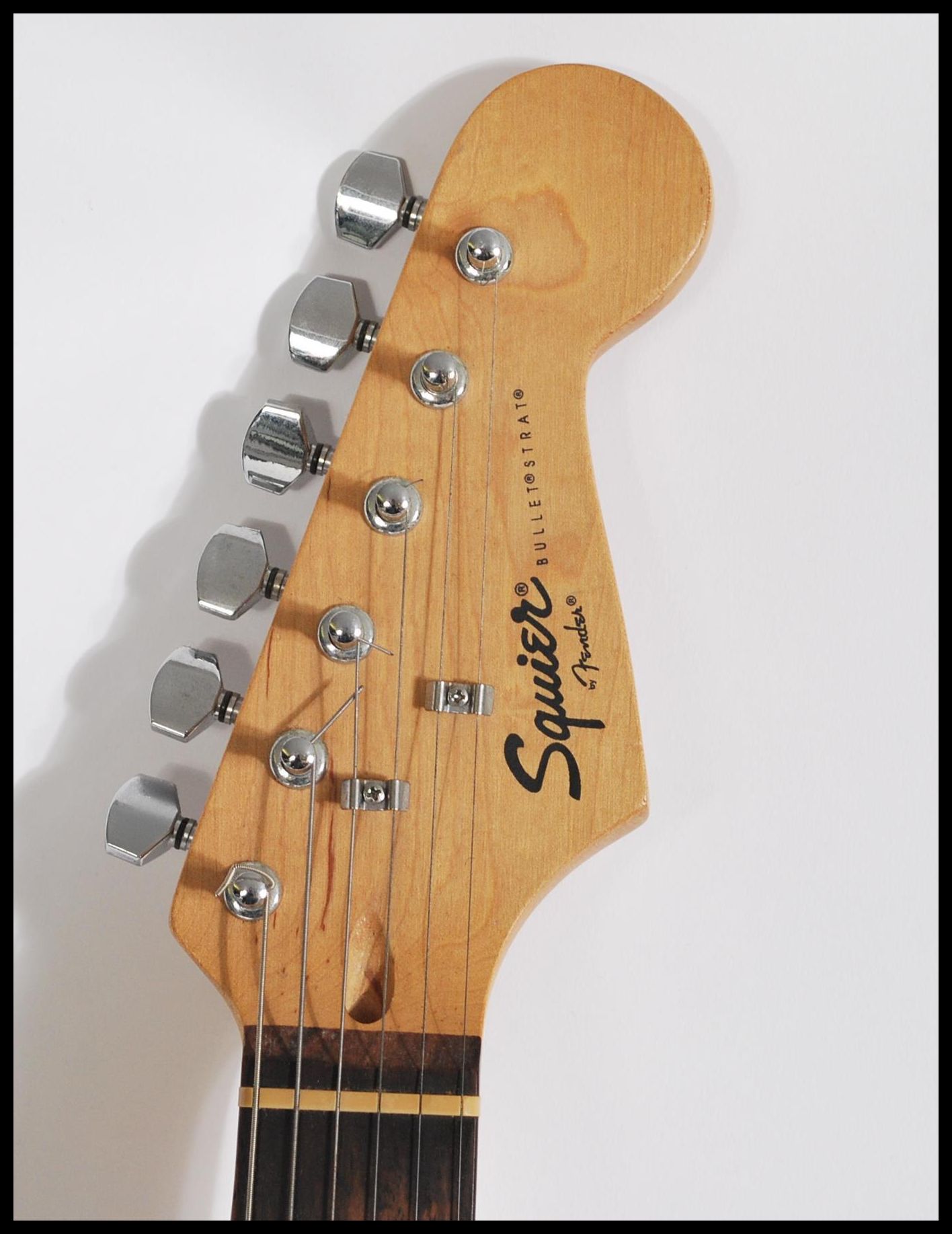 A squire Bullet Strat by Fender Stratocaster six string electric guitar, white body serial number - Image 2 of 6