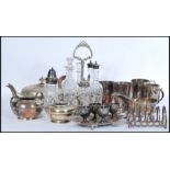 A collection of vintage silver plated wares to include various silver plate flatware and cutlery,