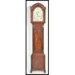 An 18th century flame mahogany Cirencester grandfather / longcase clock with a painted face a