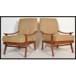 A pair of retro 20th Century open framed teak wood