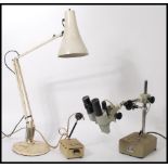 An Electronics Wessex Bristol made electron microscope and light along with a vintage anglepoise