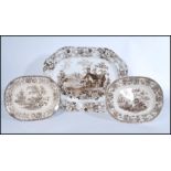 A 19th century Victorian transfer printed oval meat dish marked D. J. Evans & Co. Swansea, the
