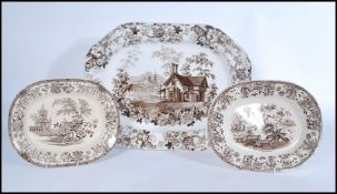 A 19th century Victorian transfer printed oval meat dish marked D. J. Evans & Co. Swansea, the