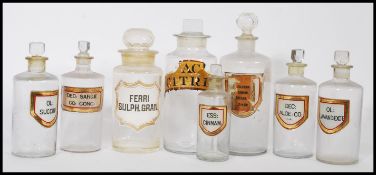 A fantastic group of eight 19th century Victorian glass apothecary chemist medicine storage jars