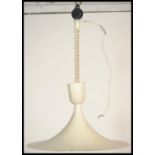 A vintage retro 20th century Scandinavian rise and fall pendant lamp light by Lyfa. The semi rise
