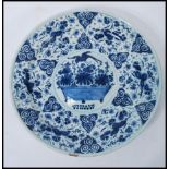 A 19th Century Delft display / serving plate of round form, having hand painted blue and white