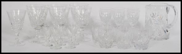 A collection of vintage Royal Doulton cut glass crystal drinking glasses, to include large wine