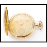 A hunter cased pocket watch by Lip stamped 'K18' and with control marks, the dial with black gilt