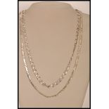 Two vintage sterling silver 925 necklace chains one with a flat link chain and the other with a