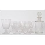 A group of 19th century glassware to include a cylindrical decanter with faceted glass ball stopper,