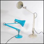A good Herbert Terry anglepoise  industrial desk lamp in rare original blue colourway having pendant