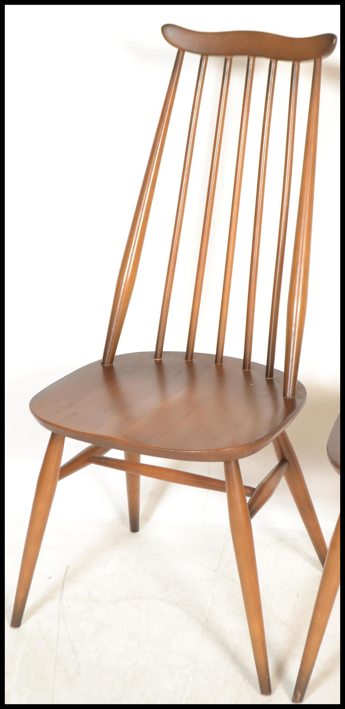A set of four 20th century vintage Golden Dawn Ercol beech and elm stick back dining chairs, - Image 3 of 3