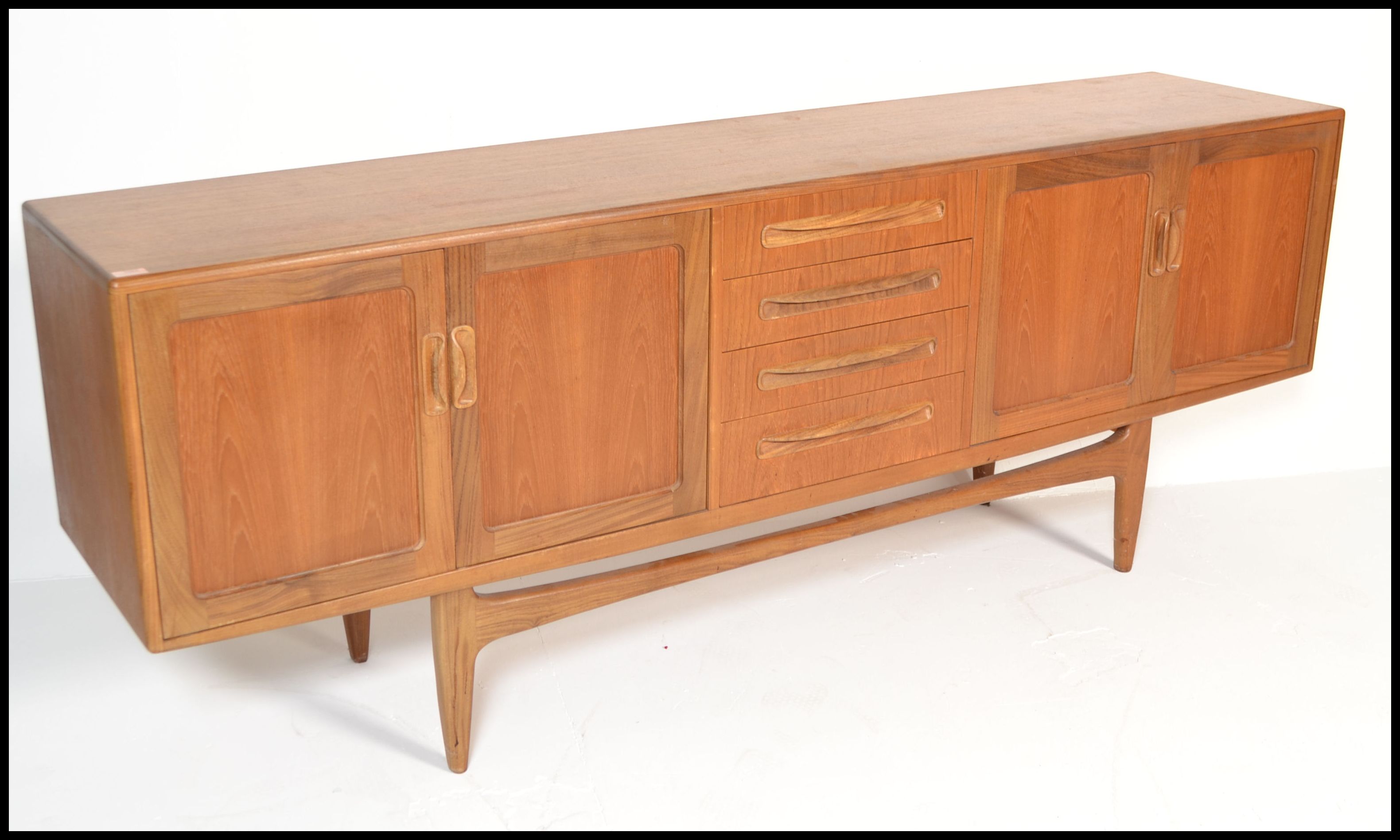 A retro G-Plan teak wood long and low sideboard from the Fresco range, with four central drawers, - Image 2 of 8