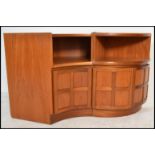 A retro 20th Century teak wood modular two piece corner sideboard / credenza by Nathan, cross banded