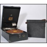 An early 20th Century Edwardian  HMV /His Masters Voice Portable Picnic Gramophone, in black vinyl