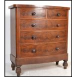 A Victorian flamed mahogany bowfront chest of drawers, with two short and three long graduated