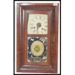 A late 19th / early 20th Century American walnut cased wall clock, painted dial with Roman numeral