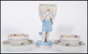 Royal Worcester - A Royal Worcester 19th Century Bisque figurine of a water carrier in blue and