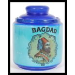 A vintage 20th century blue tobacco jar reading Ba