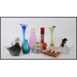 A collection of vintage retro 20th century studio art glass to include bubble control based