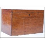 A 19th Century Georgian wooden campaign box, having a inlaid brass swing handle to the top, and