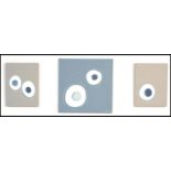 A triptych of contemporary wall art consisting of three acrylic paintings of abstract design with