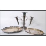 A vintage 20th Century silver-plated epergne, by Walker & Hall, Sheffield, three branches with
