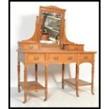 A late Victorian ash / oak six leg dressing table. Raised on ring turned legs with a series of