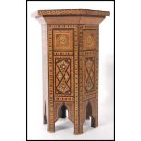 An early 20th century Damascan low  merchants / traders side table of hexagonal form with inlaid