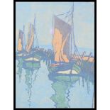 Helene Tupke-Grande (1871-1946) A framed and glazed colour woodblock print of sailing boats at