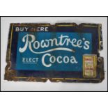 A vintage early 20th Century enamel point of sale Industrial advertising sign for Rowntree's, the