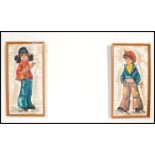 A pair of retro 1950's Mont Martre oil paintings of French origin depicting boy and girl, signed