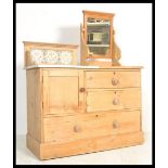 A Victorian pine and marble scholars - dressing table chest of drawers. Raised on a plinth base with