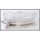A vintage 20th century WMF silver plated and cut glass centerpiece bowl. The silver plate stand