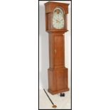 A 19th century country oak painted face longcase / grandfather clock being marked for B Harlon of