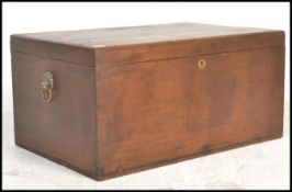 A large Anglo colonial, coffer / chest / blanket box made from camphor wood having brass lion head