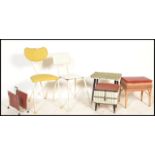 A collection of 20th century furniture to include two vinyl covered chairs with tubular white