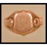 An 20th hallmark 9ct signet gentlemans gold ring. Hallmark Chester '' N '' 375 makers initials J H