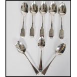 A group of eight 19th century Georgian silver hallmarked teaspoons to include a set of four matching