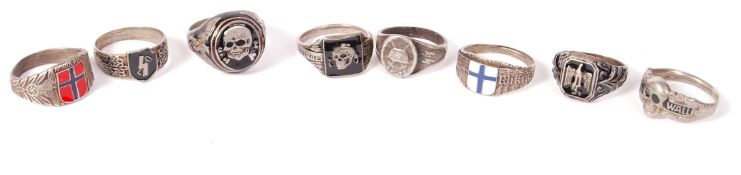 COLLECTION OF WWII GERMAN NAZI STYLE FANTASY PIECE RINGS